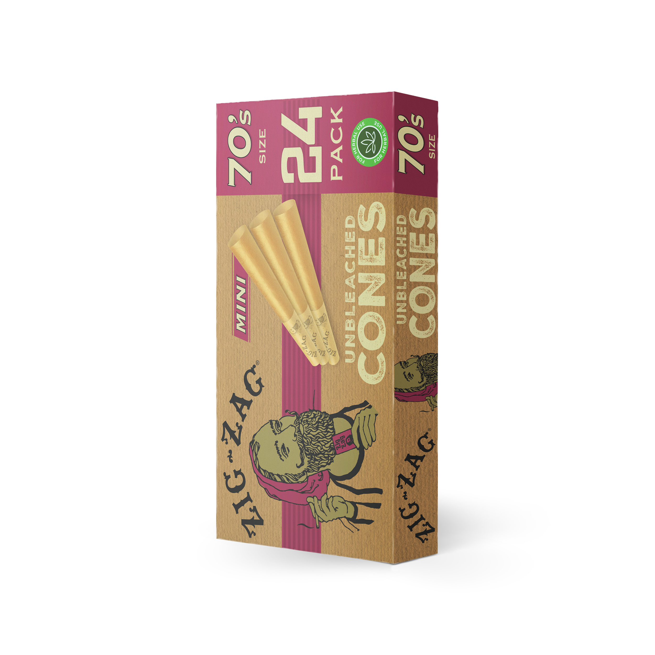 Zig Zag 70's Size Mini Unbleached Cones