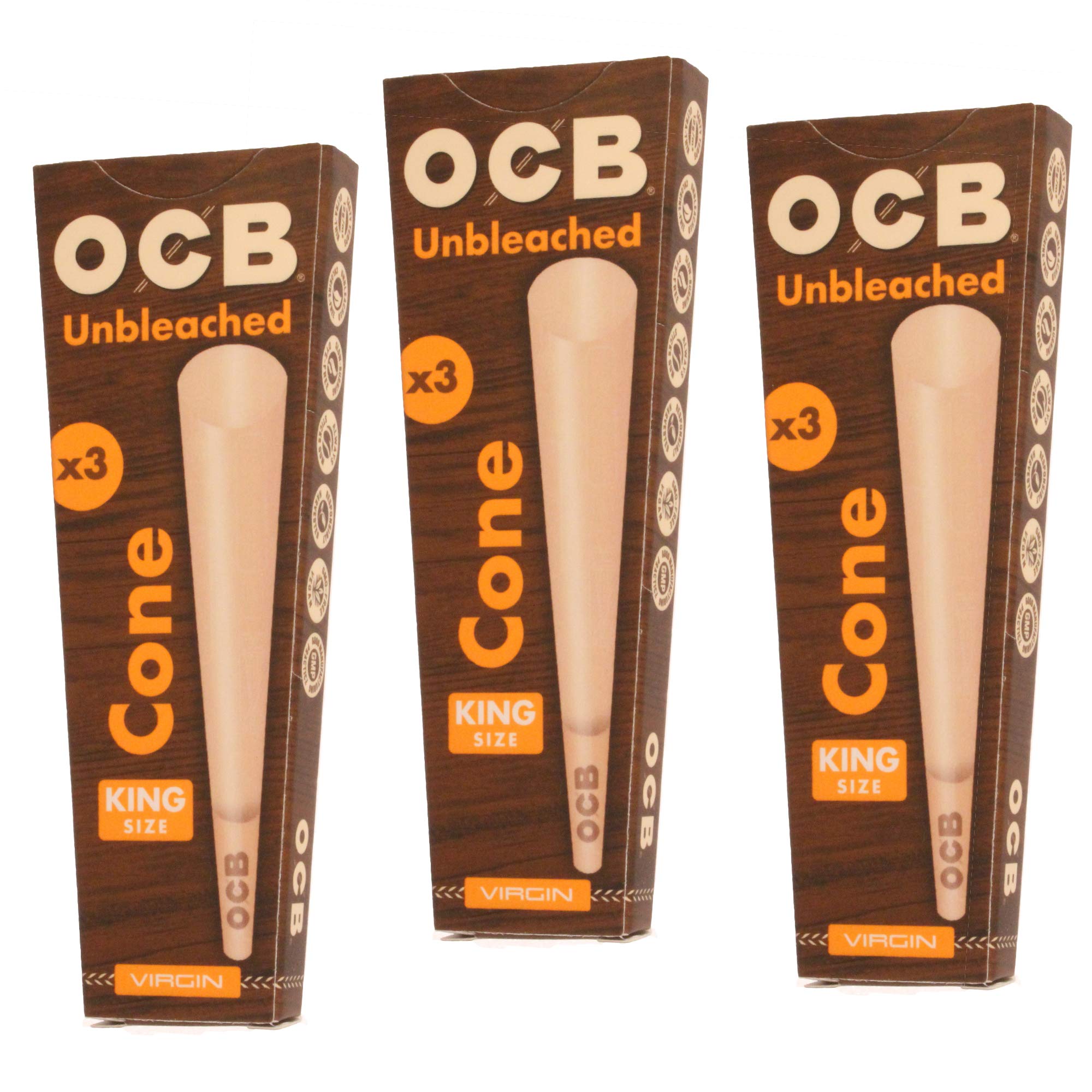 OCB King Size 3pk Unbleched Cones
